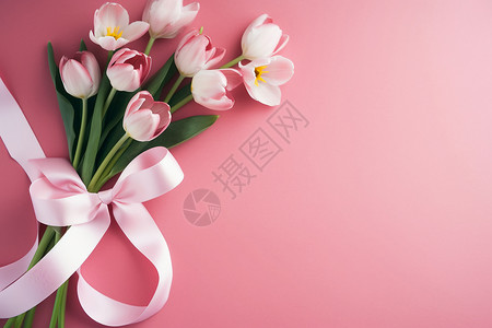 一束粉色郁金香背景图片