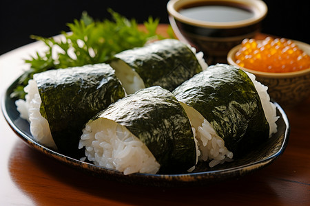 美味鲜美的日式寿司卷背景图片