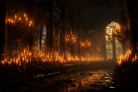 神秘燃烧的教堂背景图片