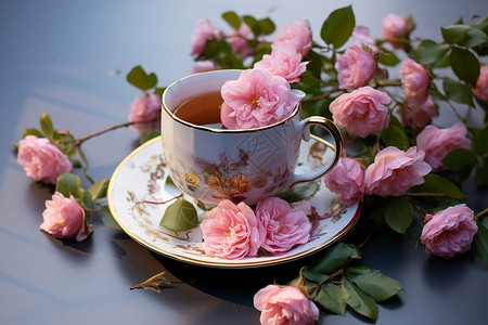 健康养生的玫瑰花茶背景图片