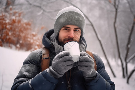 冬日暖心的咖啡背景图片