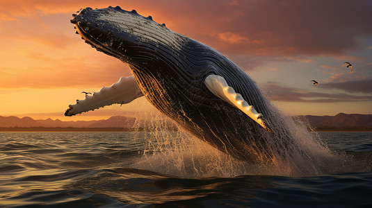 一只座头鲸背景图片