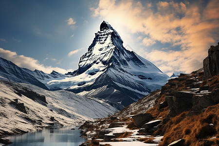 雄伟的雪山风景背景图片