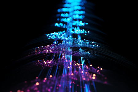 黑色背景中的科技光纤背景图片