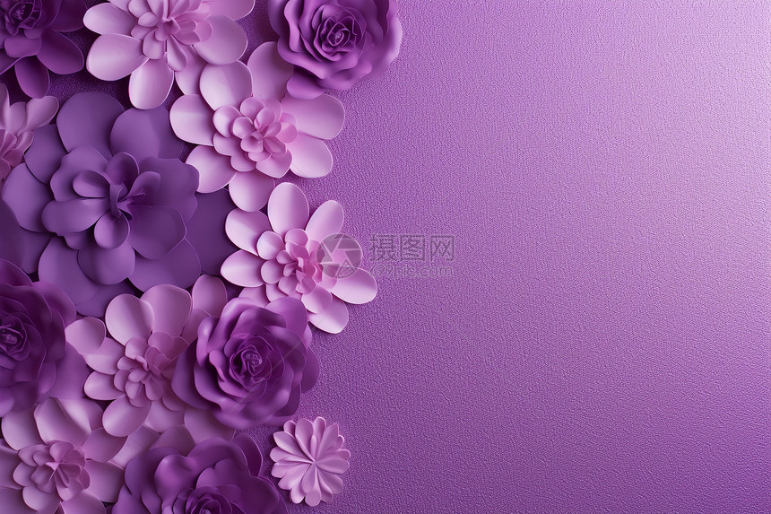 紫色背景上的花朵图片