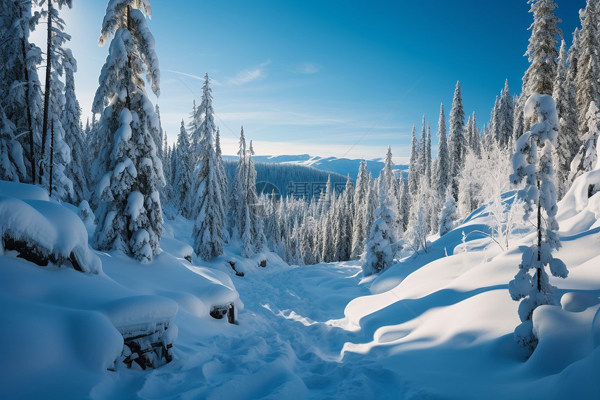 白雪皑皑的山峰图片