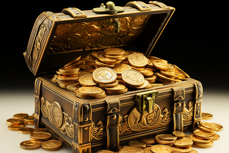 纸巾盒宝箱宝箱中的金币背景