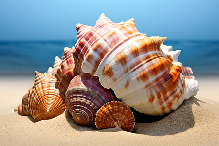海滩的贝壳背景图片