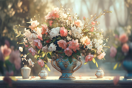 花瓶中的花背景图片