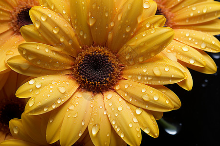 黄色花瓣上的水滴背景图片