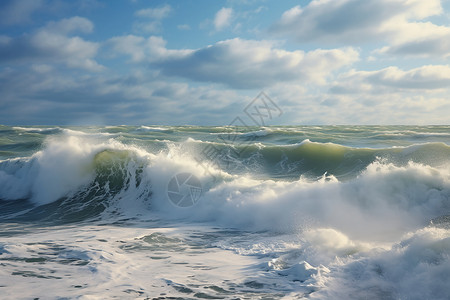 波浪插画海滩上翻滚的波浪背景