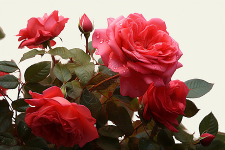 花园里面生长的红玫瑰高清图片