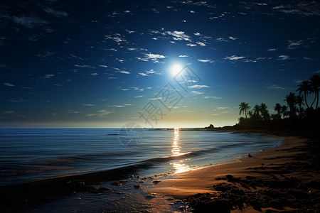风景照素材照在波浪上的月光背景