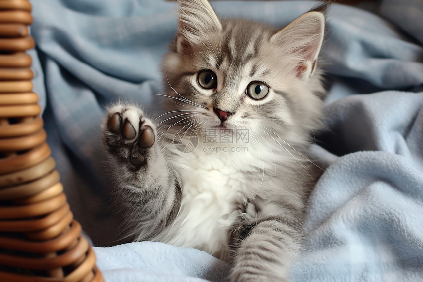 小猫咪抬着爪子图片