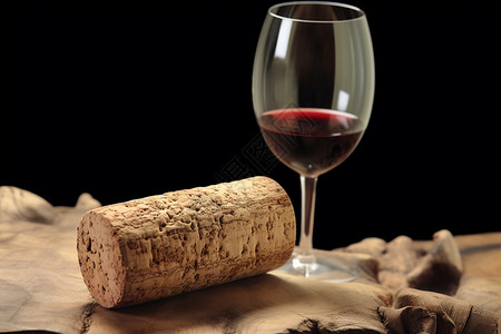 红酒木塞一杯红酒与一个木塞背景