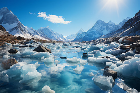 全球变暖素材冰山雪峰中的自然奇观背景