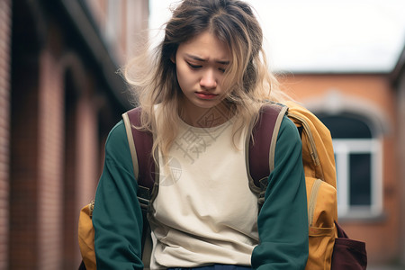 失落的女孩失落难过的学生背景