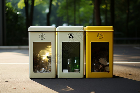 分类回收的垃圾桶背景图片