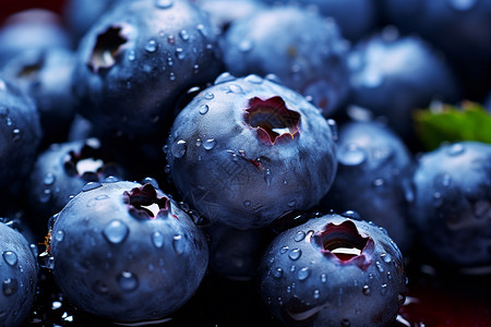 采摘蓝莓鲜嫩多汁的蓝莓果实背景
