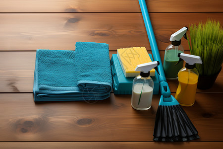 家务劳动的清洁用品背景图片