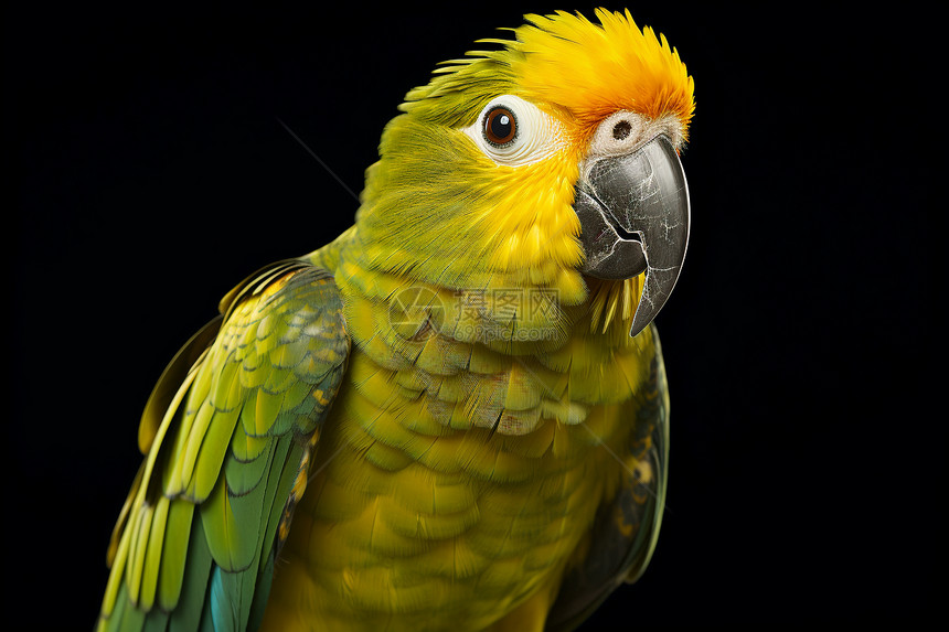 亚马逊雨林中一只黄头红鹦鹉图片