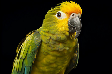 亚马逊雨林中一只黄头红鹦鹉背景图片