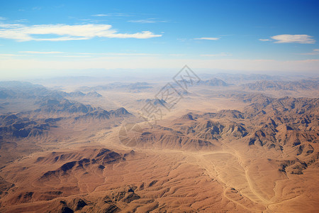 蓝天白云下的沙漠美景背景图片