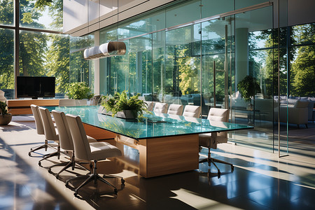 会议室的玻璃桌设计高清图片