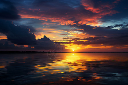 户外海岸上壮观的夕阳背景图片