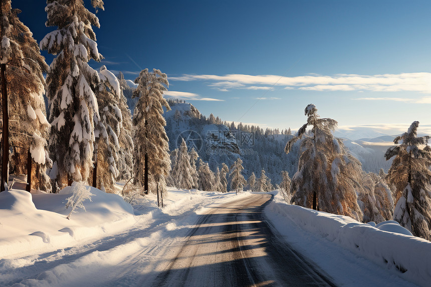 寒冷的冬季道路图片
