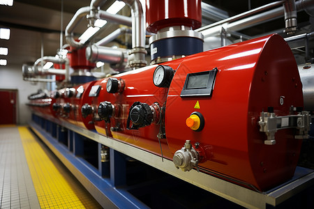 工厂里的红色机器背景图片