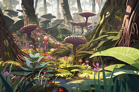 森林里的野生蘑菇背景图片