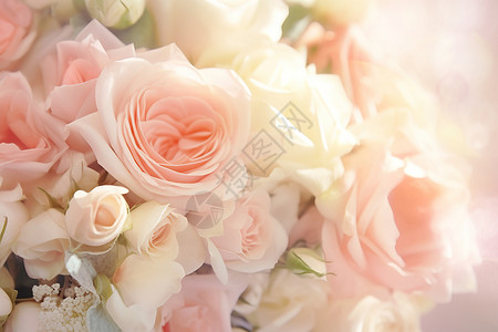 桌面上的粉白色玫瑰背景图片
