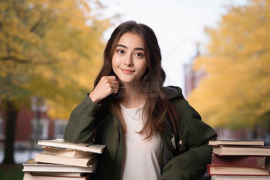 自信的女学生图片