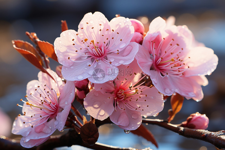 绽放的粉色桃花图片