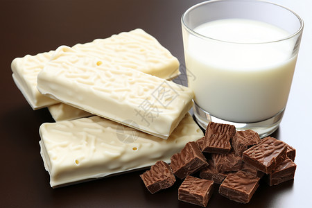 巧克力与一杯牛奶背景图片