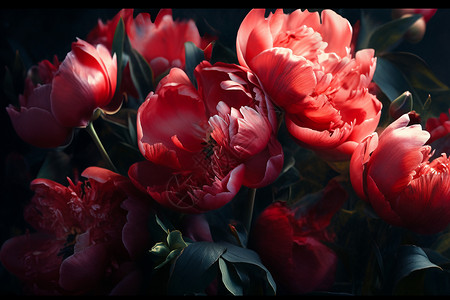 火红浓郁的花束背景图片