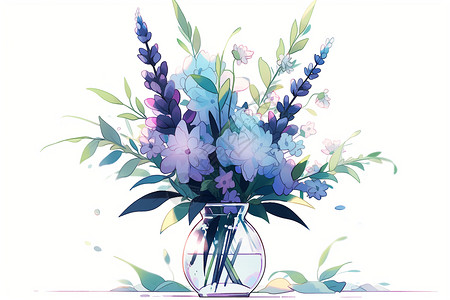 花瓶里的蓝紫色花束背景图片