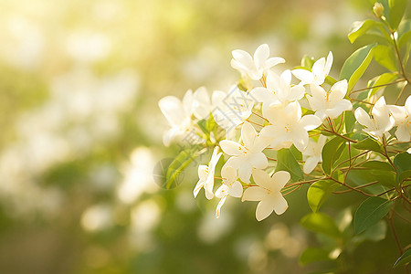 清新绿意的茉莉花花朵背景图片