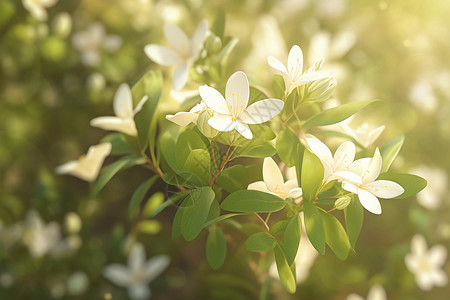 夏季花园中绽放的茉莉花花朵背景图片