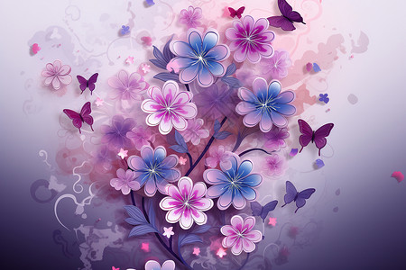 紫色背景上有一束花背景图片