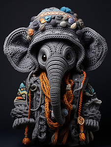 梦幻的编织大象玩偶背景图片