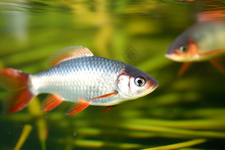 池塘中游动鱼背景图片