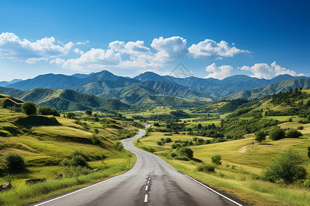 山脉下的长路背景