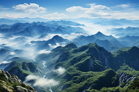 崎岖山巅山峰漂浮的云朵背景