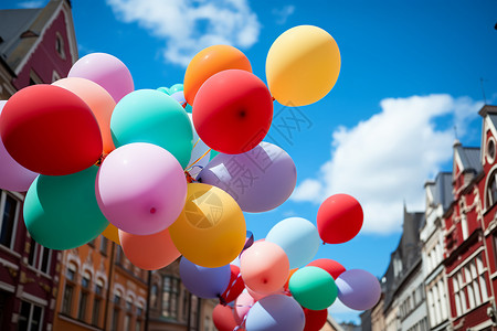 城市中的气球背景图片