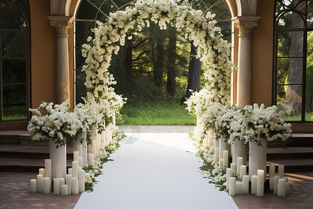 婚礼中的鲜花装饰背景图片