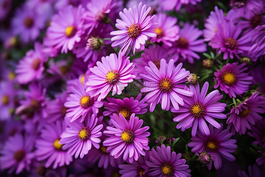 花园里面盛开的紫色花朵图片