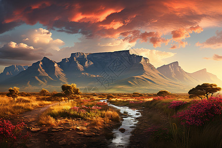 美丽的草原山脉背景图片