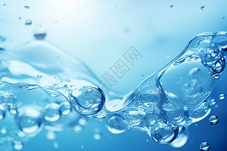 水流中的蓝色水泡背景图片